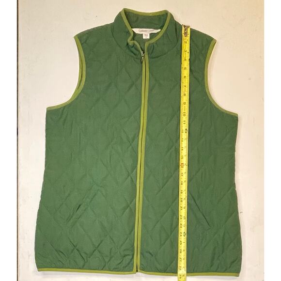 Coldwater Creek Green Quilted Zip Vest Women’s XL EUC Slash & Interior Pockets - Picture 6 of 10